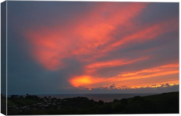 Cloudy Sunrise over Holcombe and Dawlish Canvas Print by Jeremy Hayden