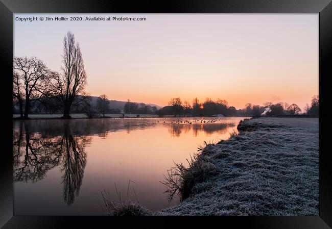  Dawn over Mapledurham reach on the river Thames Framed Print by Jim Hellier