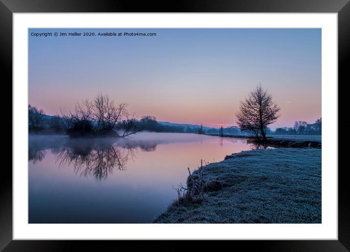 Sunrise over Thames Eyot Mapledurham reach Framed Mounted Print by Jim Hellier