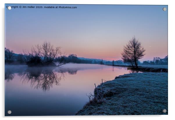 Sunrise over Thames Eyot Mapledurham reach Acrylic by Jim Hellier