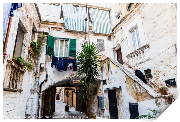 Beautiful streets of Bari, Italian medieval city. Print by Joaquin Corbalan