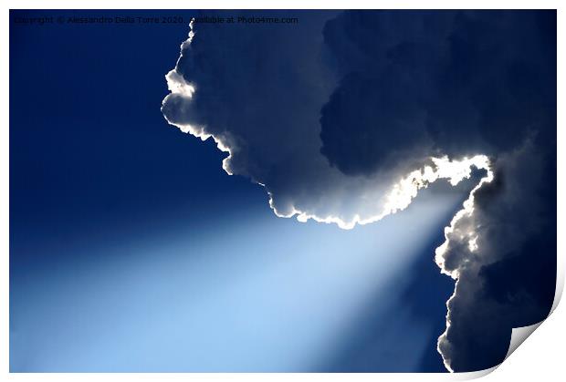 Sunlight rays coming out from clouds Print by Alessandro Della Torre