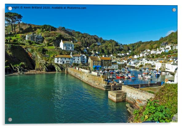 polperro harbour cornwall Acrylic by Kevin Britland