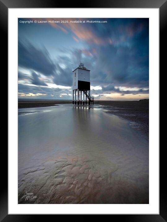 Burnham-on-Sea Low Lighthouse Framed Mounted Print by Lauren McEwan