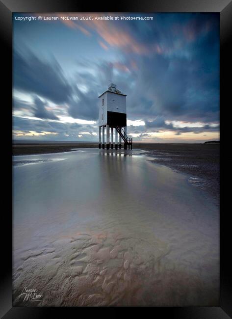 Burnham-on-Sea Low Lighthouse Framed Print by Lauren McEwan