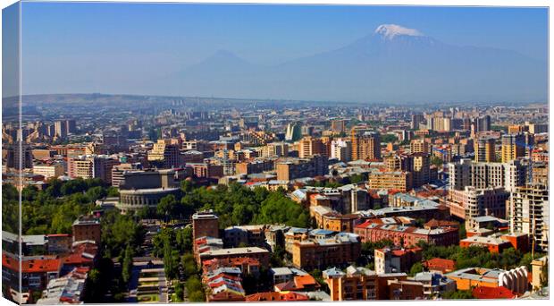 View on Mt. Ararat at Yerevan city Canvas Print by Mikhail Pogosov