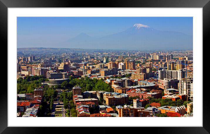View on Mt. Ararat at Yerevan city Framed Mounted Print by Mikhail Pogosov