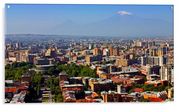 View on Mt. Ararat at Yerevan city Acrylic by Mikhail Pogosov