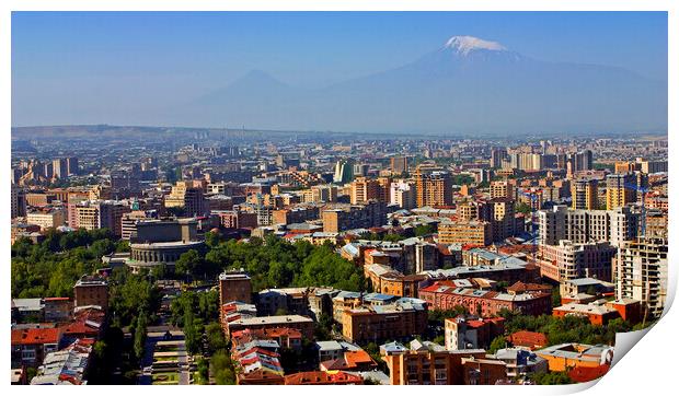 View on Mt. Ararat at Yerevan city Print by Mikhail Pogosov