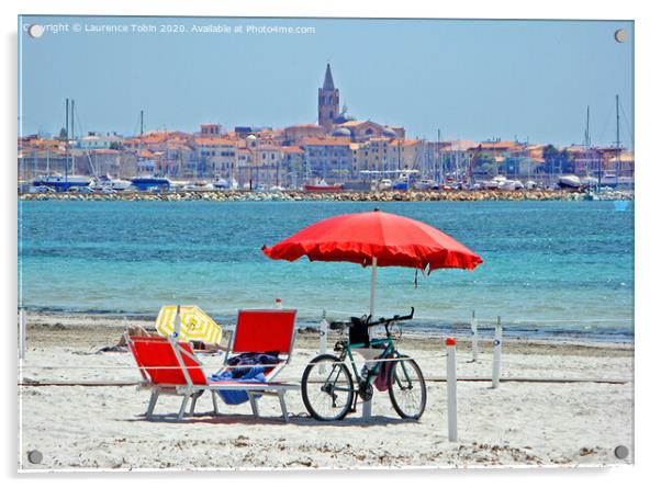 Beach near Alghero, Sardinia Acrylic by Laurence Tobin