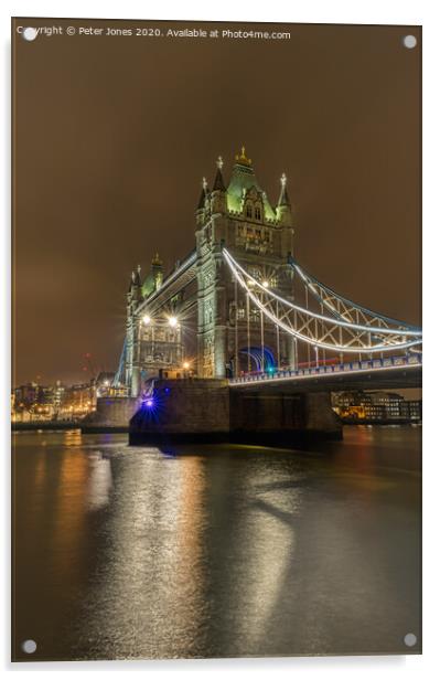 Tower Bridge at night. Acrylic by Peter Jones