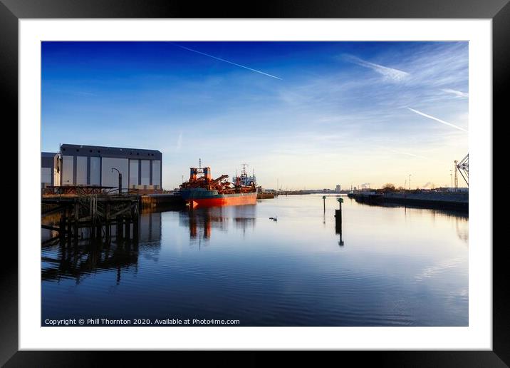 Early morning sunshine over Middlesbrough Docks Framed Mounted Print by Phill Thornton