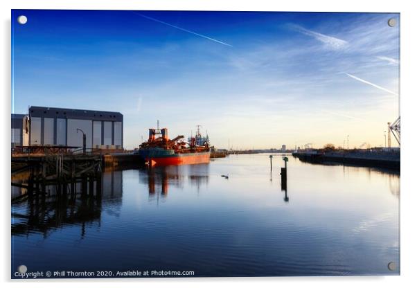 Early morning sunshine over Middlesbrough Docks Acrylic by Phill Thornton