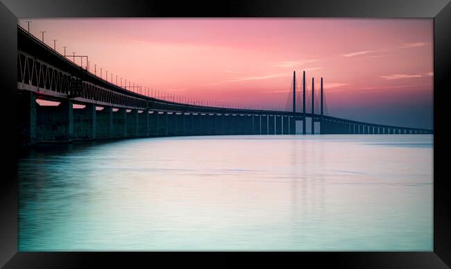 Oresunds Bridge at Dusk Panorama Framed Print by Antony McAulay