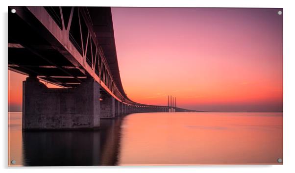 Under the Oresunds Bridge at Sunset Acrylic by Antony McAulay