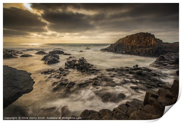 Giants Causeway Sunset County Antrim Northern Ireland Print by Chris Curry