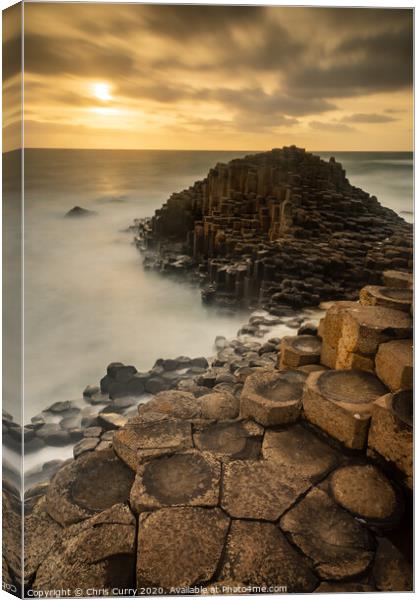 Giants Causeway Sunset Northern Ireland County Antrim Coast Canvas Print by Chris Curry
