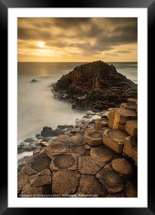 Giants Causeway Sunset Northern Ireland County Antrim Coast Framed Mounted Print by Chris Curry