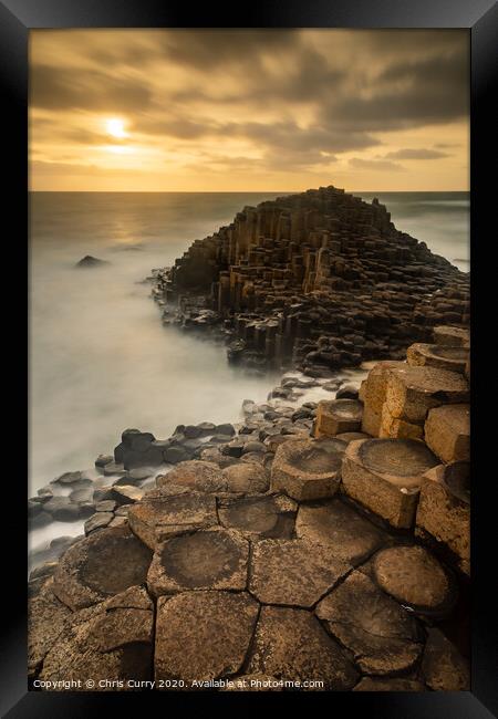 Giants Causeway Sunset Northern Ireland County Antrim Coast Framed Print by Chris Curry