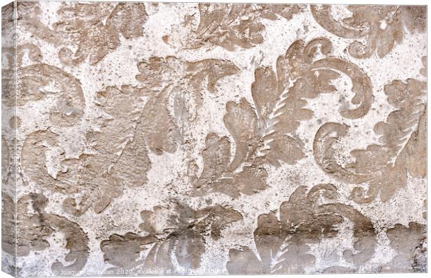Floral design as background engraved in stone. Canvas Print by Joaquin Corbalan