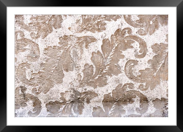 Floral design as background engraved in stone. Framed Mounted Print by Joaquin Corbalan