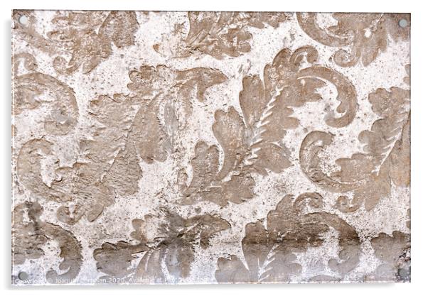 Floral design as background engraved in stone. Acrylic by Joaquin Corbalan