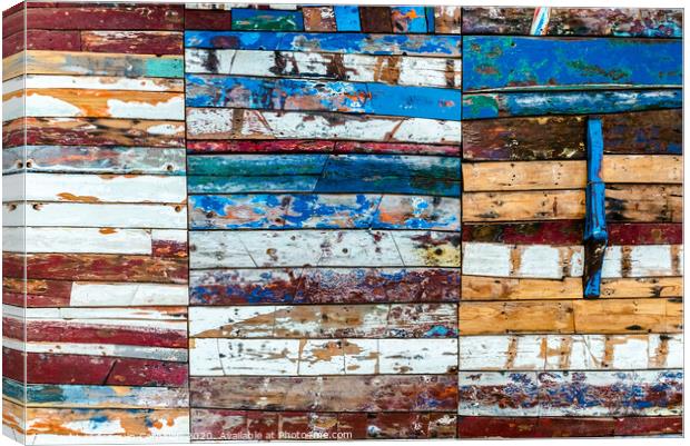 Painted wooden boards of various colors aged, natural texture background. Canvas Print by Joaquin Corbalan