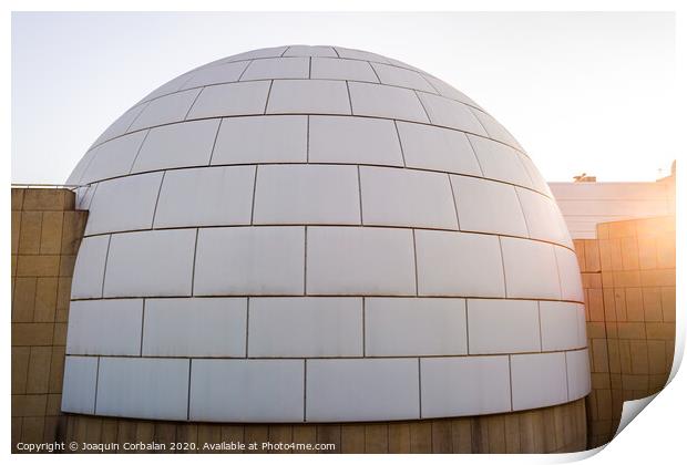 Exterior of the planetarium dome seen from outside, where science is studied. Print by Joaquin Corbalan