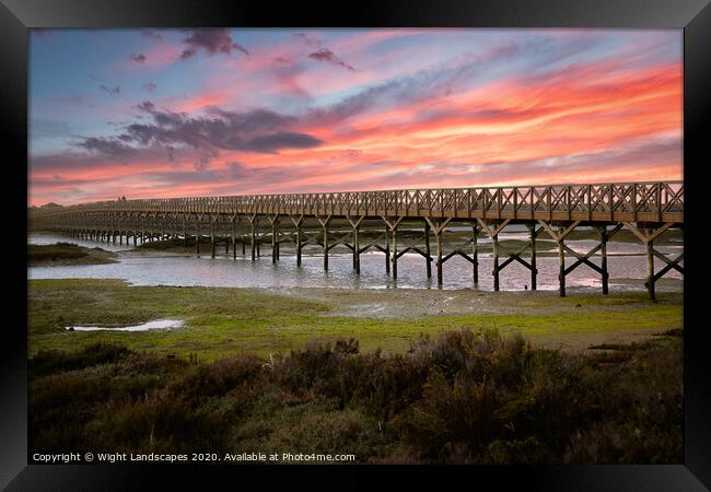 Quinta do Lago The Wooden Bridge Sunset Framed Print by Wight Landscapes