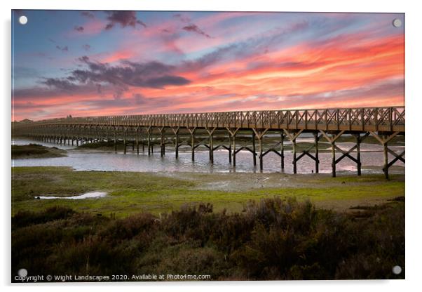 Quinta do Lago The Wooden Bridge Sunset Acrylic by Wight Landscapes