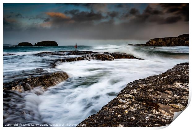 Ballintoy Storm County Antrim Northern Ireland Print by Chris Curry
