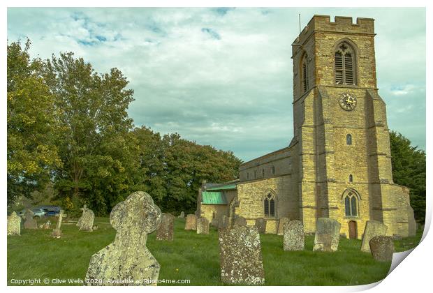 Church of "St.Mary the Virgin" in Stoke Bruerne Print by Clive Wells