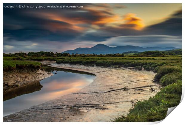 Mourne Mountains From Dundrum Bay County Down Nort Print by Chris Curry