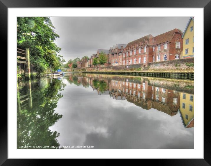 The Wensum Quayside, Norwich Framed Mounted Print by Sally Lloyd