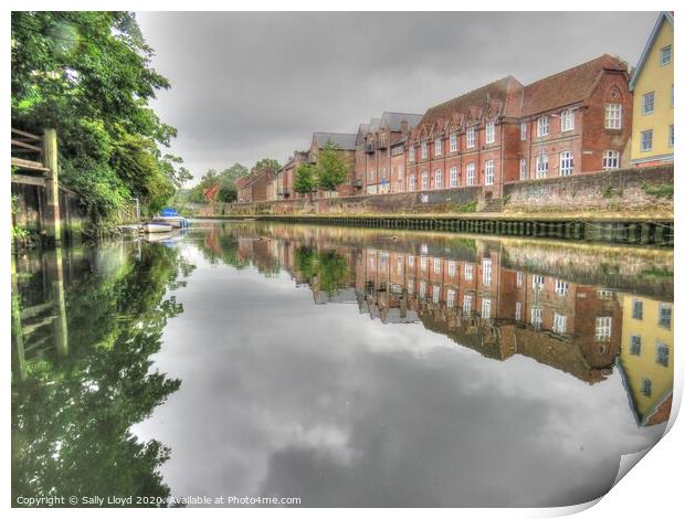 The Wensum Quayside, Norwich Print by Sally Lloyd