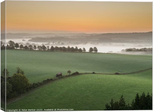 South Downs Farm Canvas Print by Peter Barber