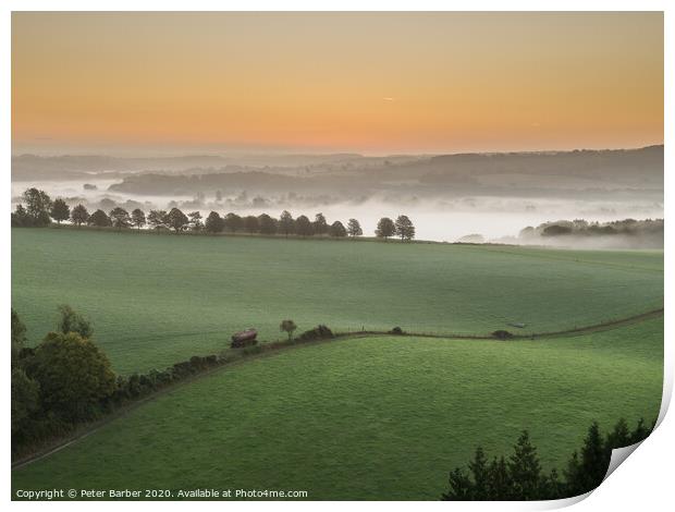 South Downs Farm Print by Peter Barber