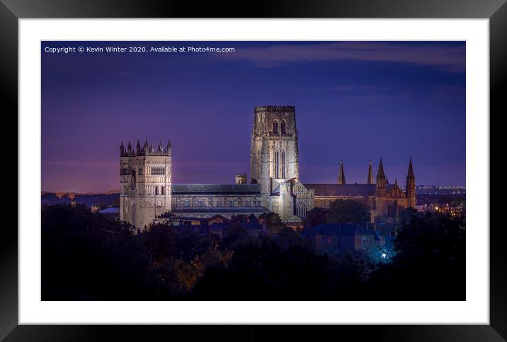 Durham Cathederal at night Framed Mounted Print by Kevin Winter