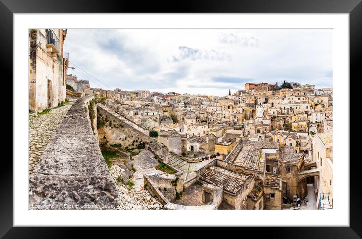 Panoramas of the ancient medieval city of Matera, in Italy. Framed Mounted Print by Joaquin Corbalan