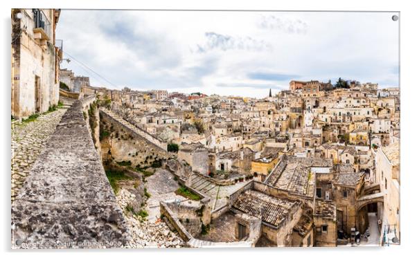 Panoramas of the ancient medieval city of Matera, in Italy. Acrylic by Joaquin Corbalan