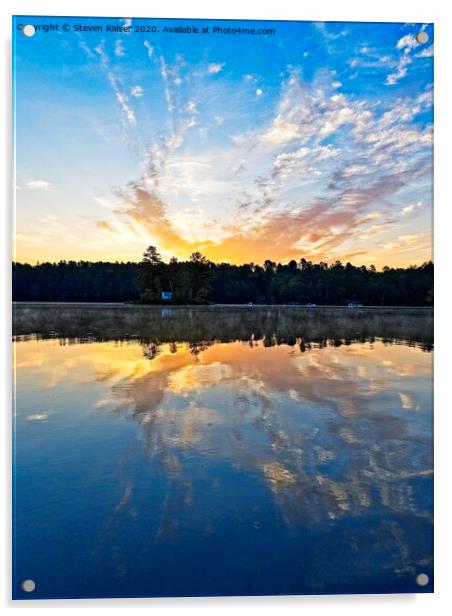 Sunrise 3 - Lake Pennessewassee, Maine Acrylic by Steven Ralser