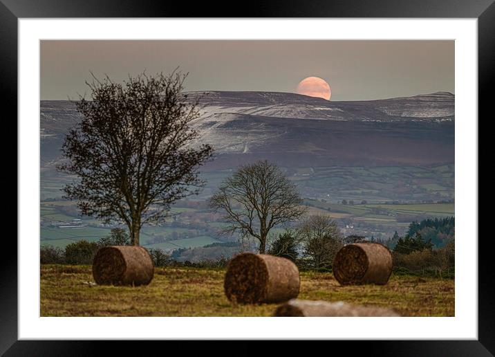 Moonrise over the Brecon Beacons Framed Mounted Print by Karl McCarthy