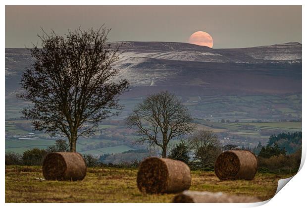 Moonrise over the Brecon Beacons Print by Karl McCarthy