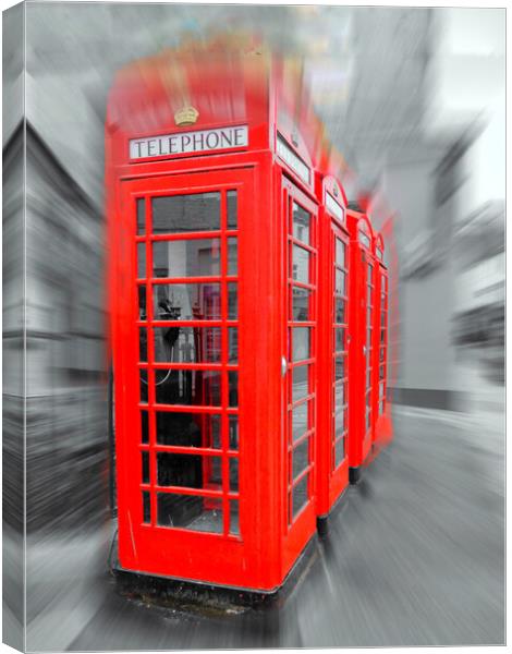 Iconic Red Telephone Boxes in Truro Canvas Print by Beryl Curran