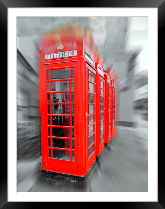Iconic Red Telephone Boxes in Truro Framed Mounted Print by Beryl Curran