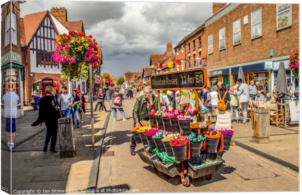 Flowers for sale, in Stratford Upon Avon. Canvas Print by Ian Stone
