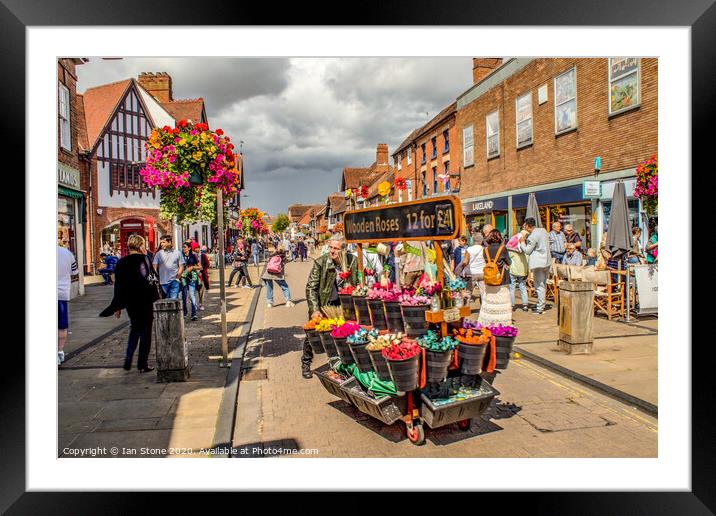 Flowers for sale, in Stratford Upon Avon. Framed Mounted Print by Ian Stone