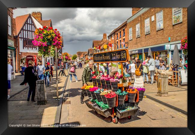 Flowers for sale, in Stratford Upon Avon. Framed Print by Ian Stone