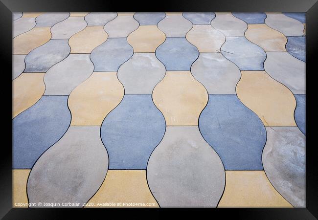 Urban background, floor with tiles of rounded shapes and earth colors. Framed Print by Joaquin Corbalan