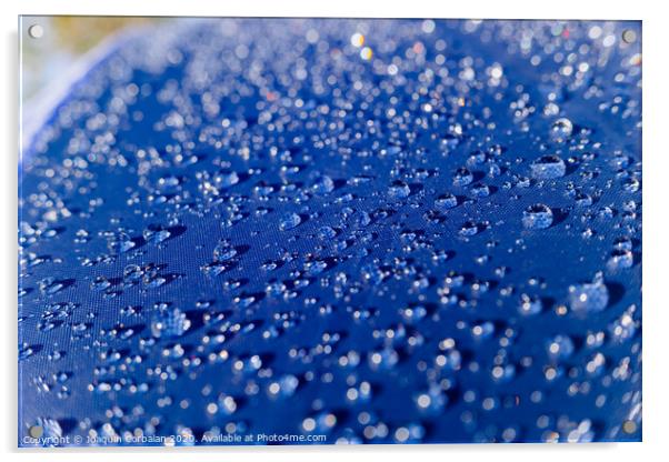 Detail of water drops on a plastic fabric colored in the sun. Acrylic by Joaquin Corbalan